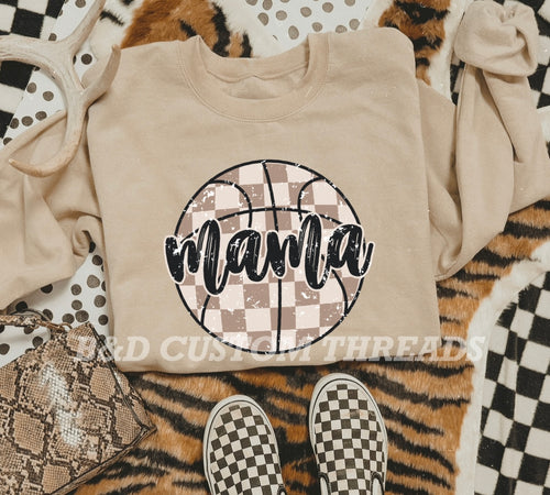 Checkered basketball mama (tees & sweatshirt)