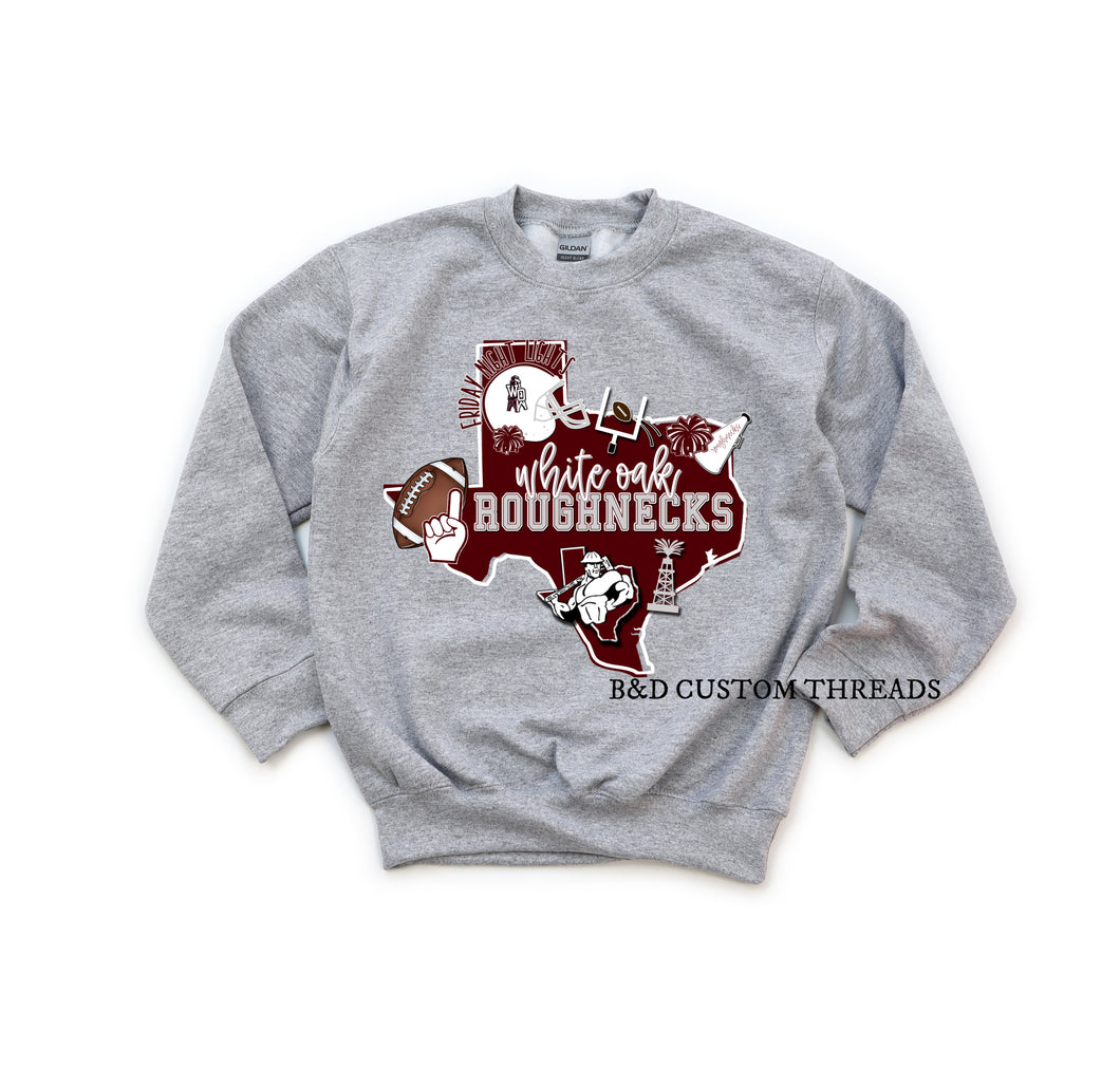 YOUTH- white oak roughnecks - sweatshirt