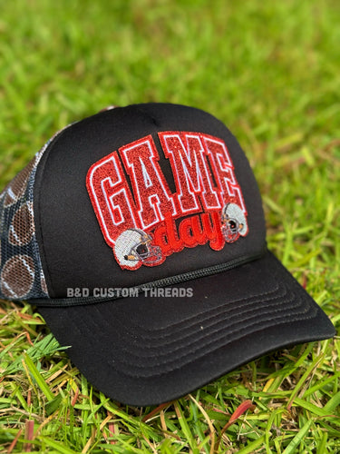 Game day in red- football mesh - foam trucker hat