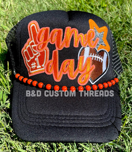 Game day orange and black- foam trucker hat