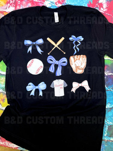 Blue croquette baseball bows