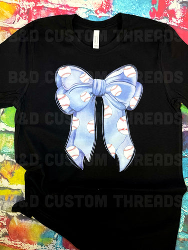 Blue baseball bow