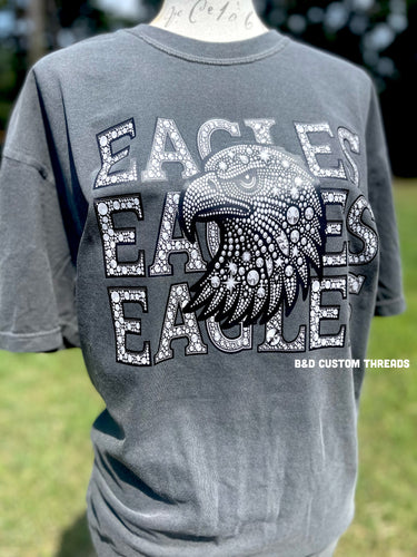 Faux Rhinestone mascots - eagles (comfort color brand-pepper)