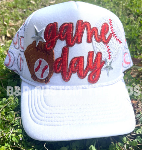 Game day baseball red  - foam trucker hats