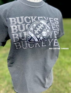 Faux Rhinestone mascots - Buckeyes (comfort color brand-pepper)