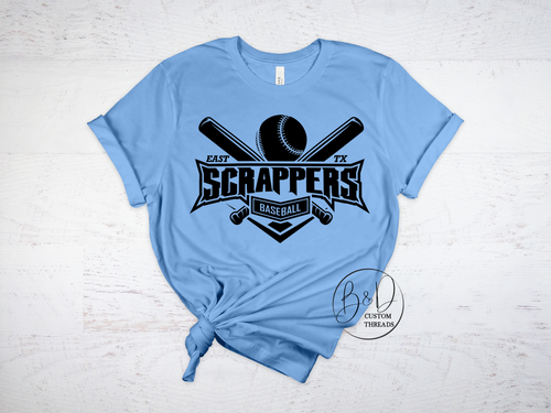 EAST TX scrappers with bats on blue