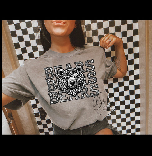 Faux Rhinestone mascots - bears (comfort color brand-pepper)