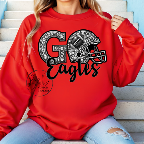Faux rhinestone mascot - go eagles - SWEATSHIRT