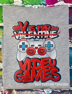 YOUTH-v is for video games (tee shirt)