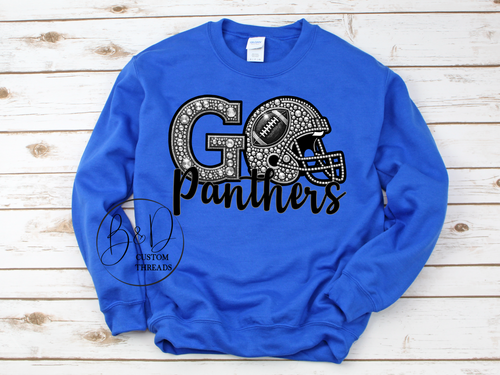 Faux rhinestone mascot - go panthers - SWEATSHIRT