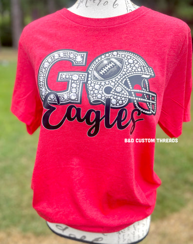Faux rhinestone mascots - go eagles - teeshirts