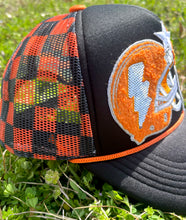Load image into Gallery viewer, Game day Orange and black football- foam trucker hats