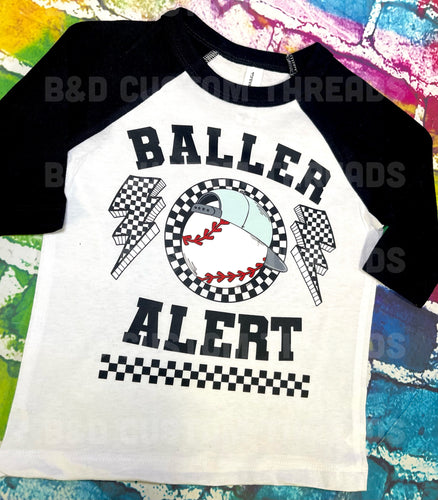 Baller alert baseball tee style