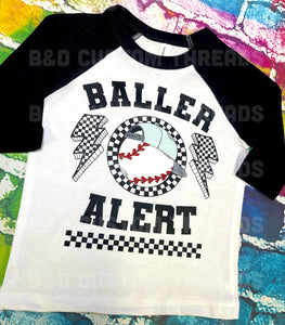 Baller alert baseball tee style