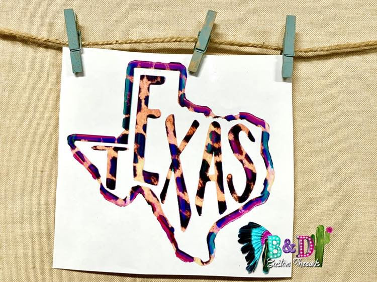 Neon Leopard Texas Decal