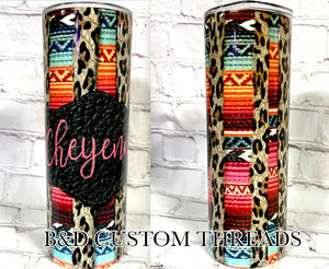 Aztec leopard- CUSTOM NAME tumbler (leave name in note box at checkout)